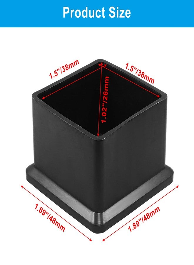 BokWin 4 Pcs Chair Leg Caps 1.5 Inch*1.5 Inch Square Furniture Floor Protectors Anti-Slip Plastic Sofa Table Chair Leg End Cap Cover(Black) - Image 5